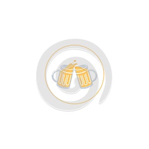 Two toasting beer mugs, Cheers. photo