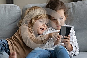 Two toddler preschooler sibling gen Z kids using online app