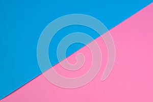 Two tone blue and pink color paper. empty space for background design
