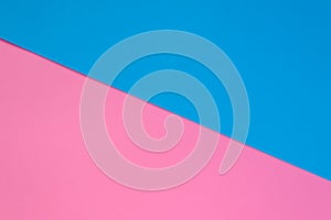 Two tone blue and pink colour paper. empty space for background design