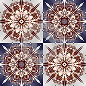 Two-tone pattern with floral star and square ornament. You can u