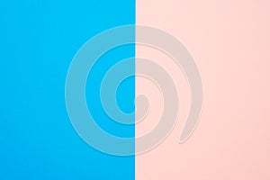 Two tone pink blue color paper background with copy space