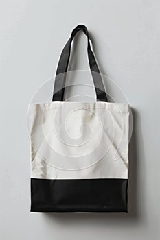 Two-toned Tote Bag on Grey Background. Fashion Accessory Mockup