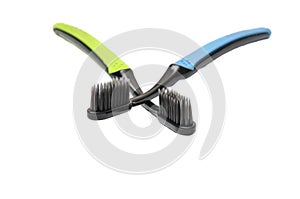 Two toothbrushes with silk charcoal filaments