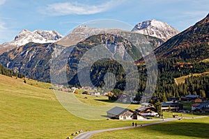 Two tourists cycling in Lechtal valley