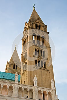 Two towers of the basilica in Pecs,