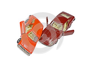 Two toy cars isolated on white