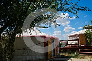 Two traditional Kalmyk handmade houses