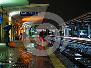 Two train driver in the night station