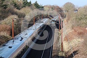 Two trains meet on the railway tracks