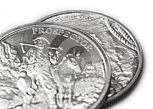 Two Troy Ounces of fine silver - .999 - coins closeup