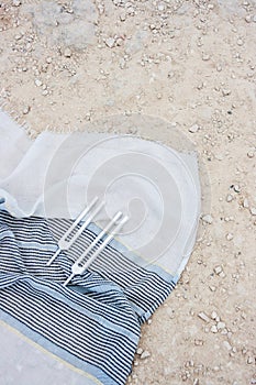 Tuning Forks on Shawl on Rocky Ground photo