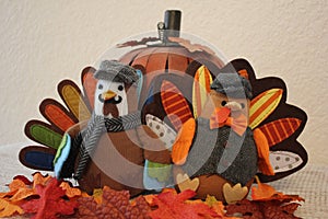 Two Turkeys and a Pumpkin