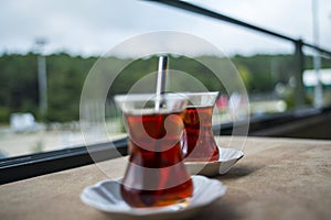 Two Turkish tea cups, a warm and aromatic duo