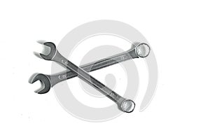Two turn-screws isolated on white background flat lay. Image contains copy space