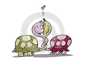 Two turtles in love