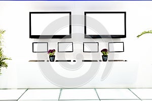 Two tv in exhibition room