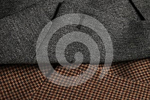 Two tweed coat lapels side-by-side