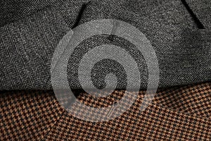 Two tweed coat lapels side-by-side photo