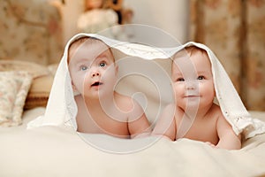 Two twin babies, girls