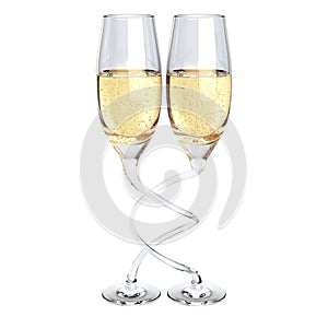 Two twisted champagne glass