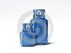 Two types of gas bottles isolated on white background. 3d rendering