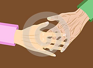 Two types of hand , old and young, vector illustration isolated