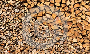 Two types of lumber stacked on a pile