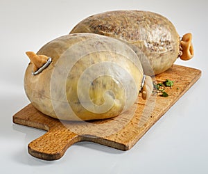 Two uncooked Scottish haggis