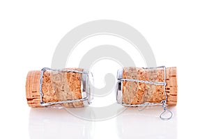 Two uncorked champagne corks