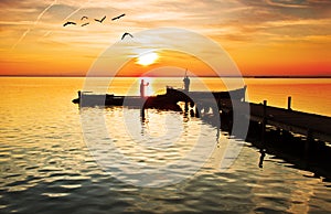 Two united ferrymen the pier photo