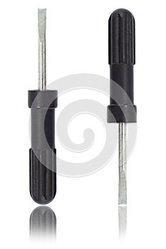 two used screwdrivers isolated on white
