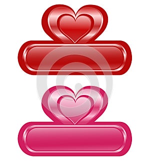 Two Valentine glossy banners with Heart.