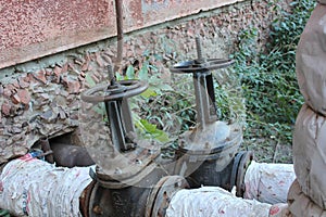 Two valves fixed to pipes