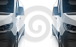 Two vans with white copyspace