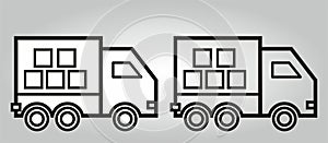 Two variants of truck, delivery with cargo, vector symbol, eps.