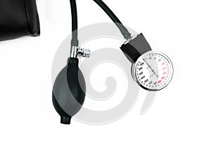 Two various essential part of a blood pressure measuring machine on a white background