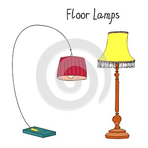 Two various floor Lamps vector set with inscription