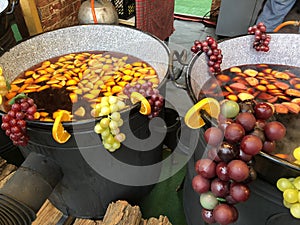 Two vats of mulled Wine