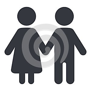Two Vector Black Silhouette Icons. Male and Female Gender Signs photo