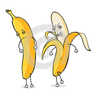 Two Vector Cartoon Banana Characters