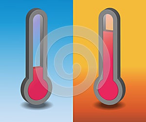 Two vector hot and cold thermometer