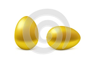 Two vector realistic golden eggs