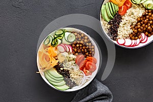 Two vegetarian buddha bowl Clean balanced healthy food concept R