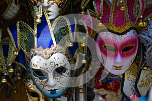 Two Venetian masks closeup