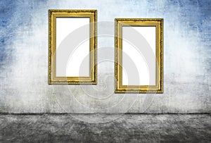 Two vertical golden frames