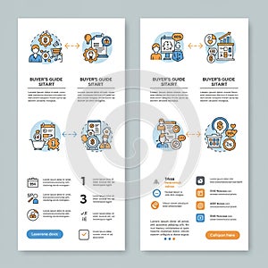 Two vertical infographic panels display a buyer's guide concept. Each panel uses a