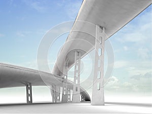 Two viaduct motorways with sky background