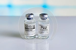 Two vials for Vaccinating against covid-19 and flu at same time