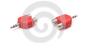 Two views audio input & output plug